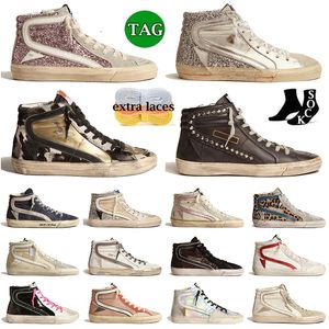 Mode Schuhe Goldene Frauen Super Marke Slide Männer Mid star Casual Neue Luxus Schuh Italien Turnschuhe Pailletten Klassische Gänse weiß Slide Schuh Casual Lace Up Outdoor Schuhe