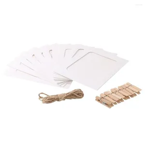 Rahmen 10 stücke 5 Zoll Papier Bilderrahmen Kraft Kreative Dekorative Pappe Po mit Holzklammern und Schnur für Heimschule