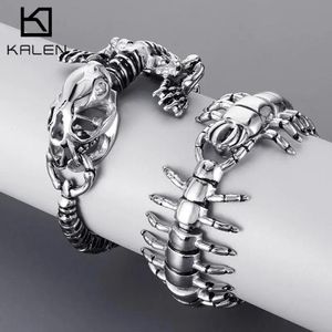 Bracelets New Special Centipede Chunky Bracelet Men's Stainless Steel 3D Animal Bracelet Personalized Crocodile Bone Jewelry Wholesale