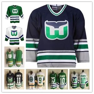 Anpassade Hartford''Whalers''Custom Vintage CCM Hockey Jerseys Ett namn något nummer Sömt Mike Liut Chris Pronger Ron Francis Verbeek Kevin Mens Womens Kids