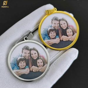 Halsband 45mm runda personligt foton halsband rostfritt stål anpassade smycken för familjer älskare vän gåvor