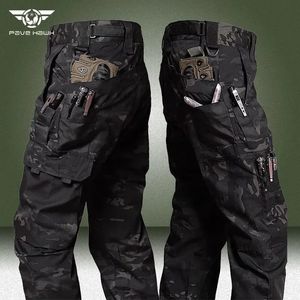 Camo Tactical Pants Men Militärvattentät ripstop Swat Combat Trousers utomhus Multipocket Wearresistant Army Cargo Pant 240111