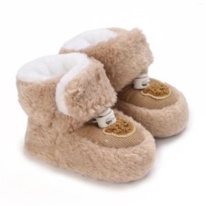 Stövlar ewodos 0-12m född baby barn unisex snö söt björn mönster vinter ankel varma promenadskor för småbarn spädbarn