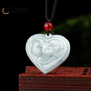 Pendants Natural Myanmar Jadeite Love Yuanyang Pendant Fashion Exquisite Charm Jewelry Men and Women Lovers Jade Necklace Lucky Mascot