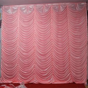 パーティーの装飾10ftx10ftピンク色のアイスシルクポリエステル結婚式の背景カーテンステージ背景イベント背景波壁パネル