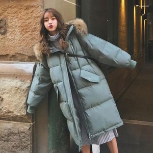 Damen Trenchcoats Winter Daunen gepolsterte Jacke lange koreanische Version lose Brot Anzug Flut