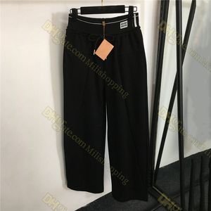 Designer Plush Warm Pants Sweatpant For Women Drawstring Elastic Wide Leg Pant Winter Fashion Casual Trousers