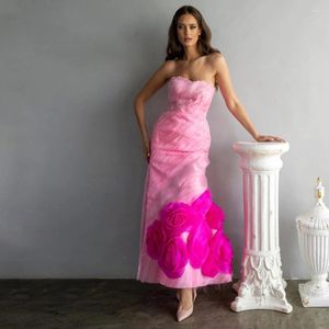 Casual Dresses Arrival Pink Sheath Women Maxi Pretty Floral Ankle Length Formal Party Modest Gowns