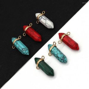 Pendanthalsband Natural Stone Hexagon Pillar Malachite 18x32mm Double Hole Red Pine Connector Charm Diy Necklace Earring Accessories