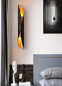 Postmoderne schwarz-goldene Wandleuchte, LED, zeitgenössische Nachttisch-Wandleuchten, Wandleuchte für Zuhause und Schlafzimmer, Beleuchtung 8797087