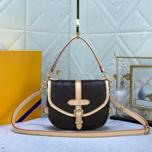 Luxur Designer Women's Handbag Mini äkta läder retro underarm sadelväska avtagbar och justerbar axelband handhållen crossbody en axel tofu väska