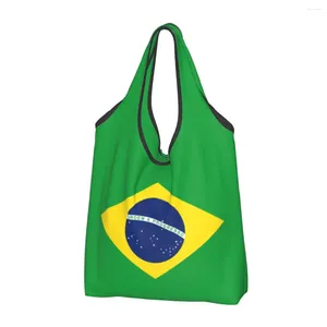 Einkaufstaschen, Einkaufstasche mit Brasilien-Flagge, niedliche Einkaufstasche, Schultertasche, großes Fassungsvermögen, tragbare Handtasche