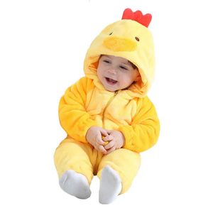 Umorden Halloween Easter Yellow Chick Costumes Rompers for Baby Boys Girls Spädbarn Toddler Hooded Jumpsuit Flannel 03T 240110