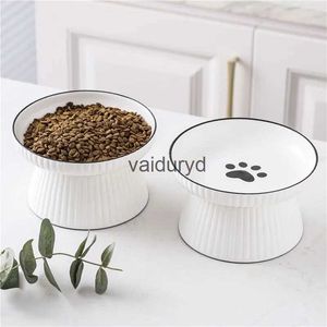 Dog Bowls Feeders Cute Pet Bowl Cartoon Pet Feeder High-foot Single Mouth Skidproof Ceramic Dog Cat Food Bowls Pets Drinking Feeding Containervaiduryd