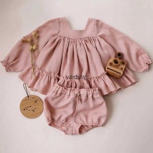 Clothing Sets Spring Baby Girls Outfit Newborn Toddler ld Clothes Set Dresses Ruffle Long Sleeve Cotton Linen Infant Romper Bodysuit 6-36Mvaiduryc