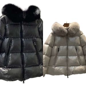 Piumino monclo di design da donna moda stile invernale impermeabile freddo trench di lusso caldo addensato vera pellicciaSM1B