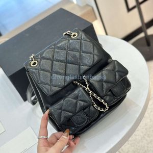 2024 Backpack Nowy kawior Cowhide Chanellybag Classic Lichee Wzór plecak Diamentowy łańcuch sieciowy