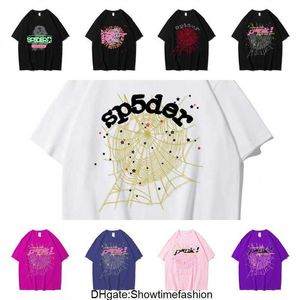 Grafisk tee t-shirt rosa ung thug sp5der 555555 tryckt spindel webbmönster bomull h2y stil korta ärmar topp tees hip hop size xs-xxl 61vy