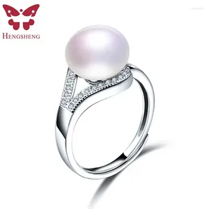 Cluster Rings Hengsheng Elegant Ring of Natural Freshwater Pearl Female Birthday Present For Wome 925 Sterling Silver Jewelry