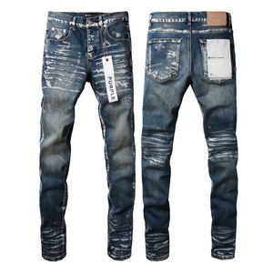 Purple Brand Jeans High Street Pants Distressed Patch Retro Straight Leg Jeans Light Dark Blue Silver Paint Pants