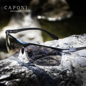 Sonnenbrille Caponi Polarisierte Herrensonnenbrille Fahren Sport Photochrom Uv400 Sonnenbrille Männer Aluminium Carbon Firber Protect Eyes Bs8780