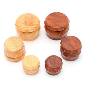 Wood Drum Shape Metal Herb Grinder Smoking 4-piece Wooden Plastic Zinc Alloy 40mm 50mm 63mm Chamfered Edge Tobacco Grinders