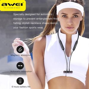 Наушники Awei G10bl с шейным ремешком, Hi-Fi, беспроводные Bluetooth-наушники, спортивные наушники с шумоподавлением, стереонаушники с глубоким басом и микрофоном