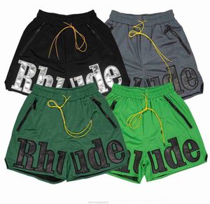 Designer Short Fashion Casual Clothing Beach shorts Rhude Mesh Patchwork Embroidered Letters Mens Summer Breathable Basketball Multi Pocket Popular Shorts 326