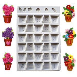 Bakningsformar Flowerpot Letters Silikon Cake Mold Diy Cooking Decorating Tools Kitchen Accessories SQ1733