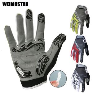 Weimostar Cycling Gloves stötsäker gel vadderad cykelhandskar män cykel full fingerhandskar kvinnor mtb racing handskar märke vit 240111