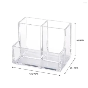 Storage Boxes Pen Transparent Brush Bucket Container Student Grid Make Makeup Organizer Up Three Cosmetic Box