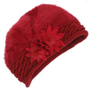 Beralar Kadın Tığ Örgütlü Yün Şapka Kayak Kadınlar İçin Sıcak Beanie (Kırmızı)