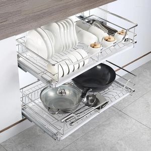 Kitchen Storage Base Cabinet Pullout Rack 2 Tier Pull Out Wire Basket Stainless Steel Dish