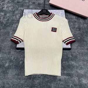 Women's Jackets Designer Mi24 early spring new women's team style square letter pit stripe color blocking design short sleeved slim fit knit top VRRP