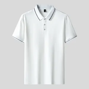 Polos masculinos 2024 marca verão casual fino ajuste algodão respirável camisas polo para homens estilo simples cor sólida moda roupas masculinas topos