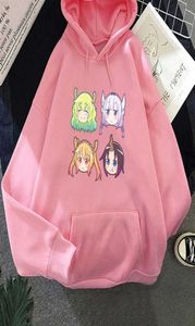 Engraçado anime miss kobayashi039s dragão empregada hoodies topos harajuku desenhos animados kawaii tohru amigos imprimir inverno casual moletom ho5697857