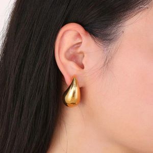 Stud Earrings Punk Chunky Glossy Stainless Steel For Women 2024 Trend Vintage Water Drop Dome Tear Jewelry Accessories