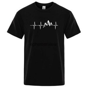 Homens camisetas Mountain Ecg Camiseta Verão Homens Mulheres Manga Curta T-shirt Engraçado Hip Hop Tees Tops Cloing Electrocardiograma Tshirt 80326ephemeralew
