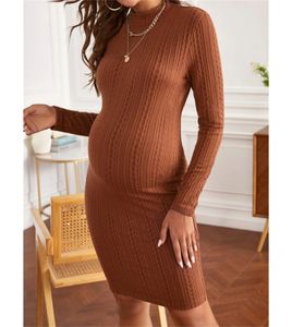 Women's long maternity dress with pleated sleeves maternity clothing casual baby shower 240111