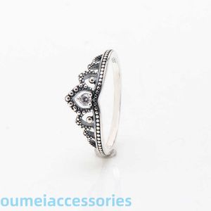 Jóias Designer Pandoraring Dora's Band Rings Sweethearts S925 Silver Beads Moda Feminina Versátil Princesa Crown Ring Light Luxo e Elegante Presente