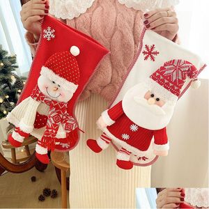 Decorazioni Natalizie Sacchetti Regalo Calza Di Natale Calzini Rossi Lavorati A Maglia Decorazioni Natalizie Grandi 45X28 Cm Camino Decorativo Durevole Hangi Dhuwl