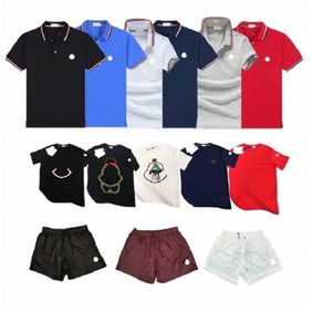 Mens Polo Monclair T Shirts Sweat Pants Casual Cotton Geometric Patterns Short Sweatshirt Designer Shirt Short Man