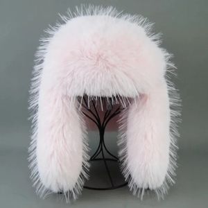 冬の毛皮の帽子ホットハイエンド豪華な人工帽子ユニセックスフェイクラクーンレイフェンイヤーハット本物と偽の毛皮の帽子100％トップフェイクハット240110