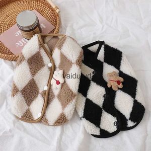 Hundebekleidung Mode Plaid Fleece Haustier Welpen Kleidung Mantel Katze Kleidung Bär Weste Hunde Outfits Niedliche Winter Yorkies Kostümvaiduryd