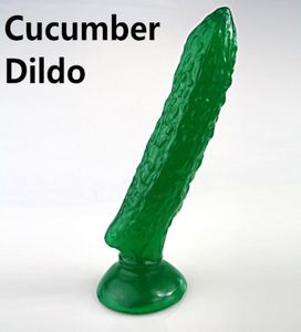 novelty suction green vegetable cucumber dildo artificial penis dick female masturbation sex toys adult products for women7110681