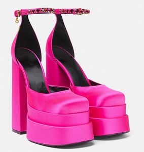 Sukienka marka butów podwójna platforma butów butów o wysokim obcasie satynowy przyjęcie weselne fajne sandały chaussure femme luksus