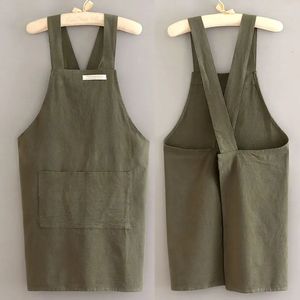 Cotton And Linen Apron For Women Men Work Drawing Kitchen Household Oil Resistant Breathable Customized Printing 240111