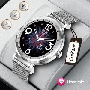 Relógios 2022 amoled relógio inteligente feminino escudo de metal pulseira saúde senhoras lembrete chamada ip68 à prova dip68 água smartwatch + boa embalagem