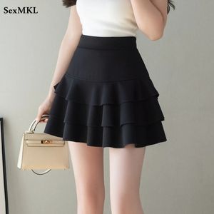 Summer Black mini kjolar kvinnor mode hög midja en linje kawaii faldas mujer koreansk stil veckad mikro tennis kjol y2k 240110