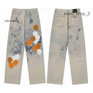 Mens Fashion Designer Jeans Womens Designer Make Old Washed Chrome raka byxor tryck Långt stil hjärtan lila jeans vrwx